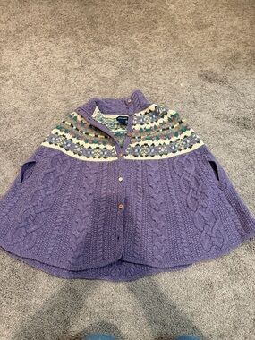 Ralph Lauren Lavender Cable Knit Sweater with Multicolor Fair Isle Yoke